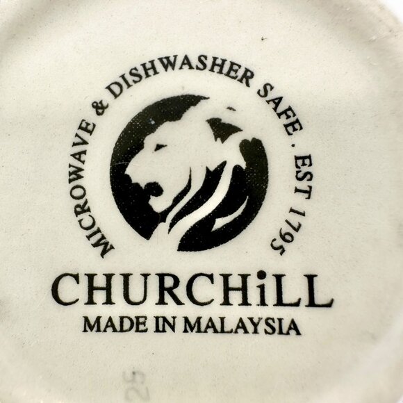 Churchill Cup and Saucer Set White with Brown Landscape and Floral Scene - Picture 8 of 10